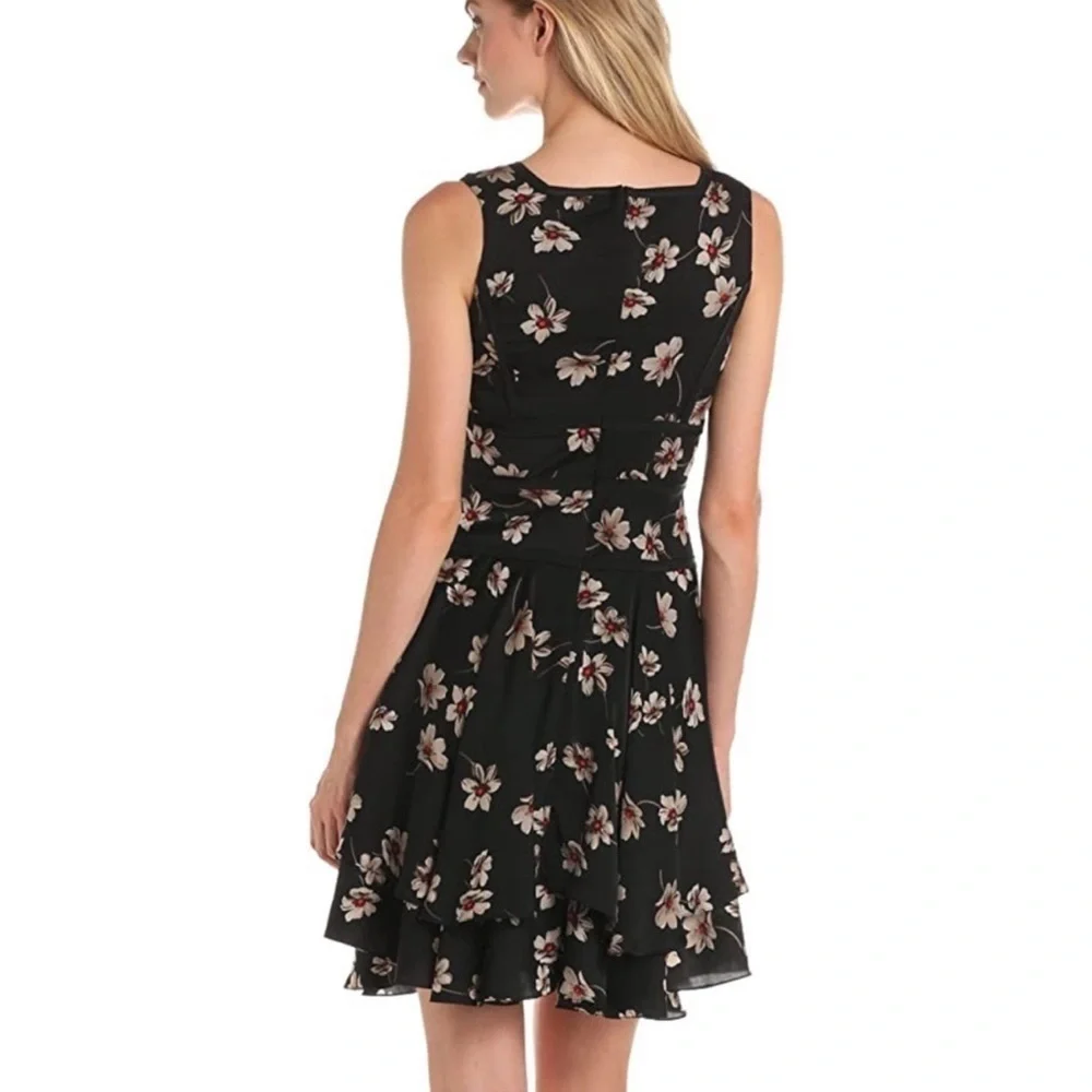 Zac Posen Womens Floral Chiffon Layered VNeck Dress Black Size 0 Sleeveless - Picture 4 of 15